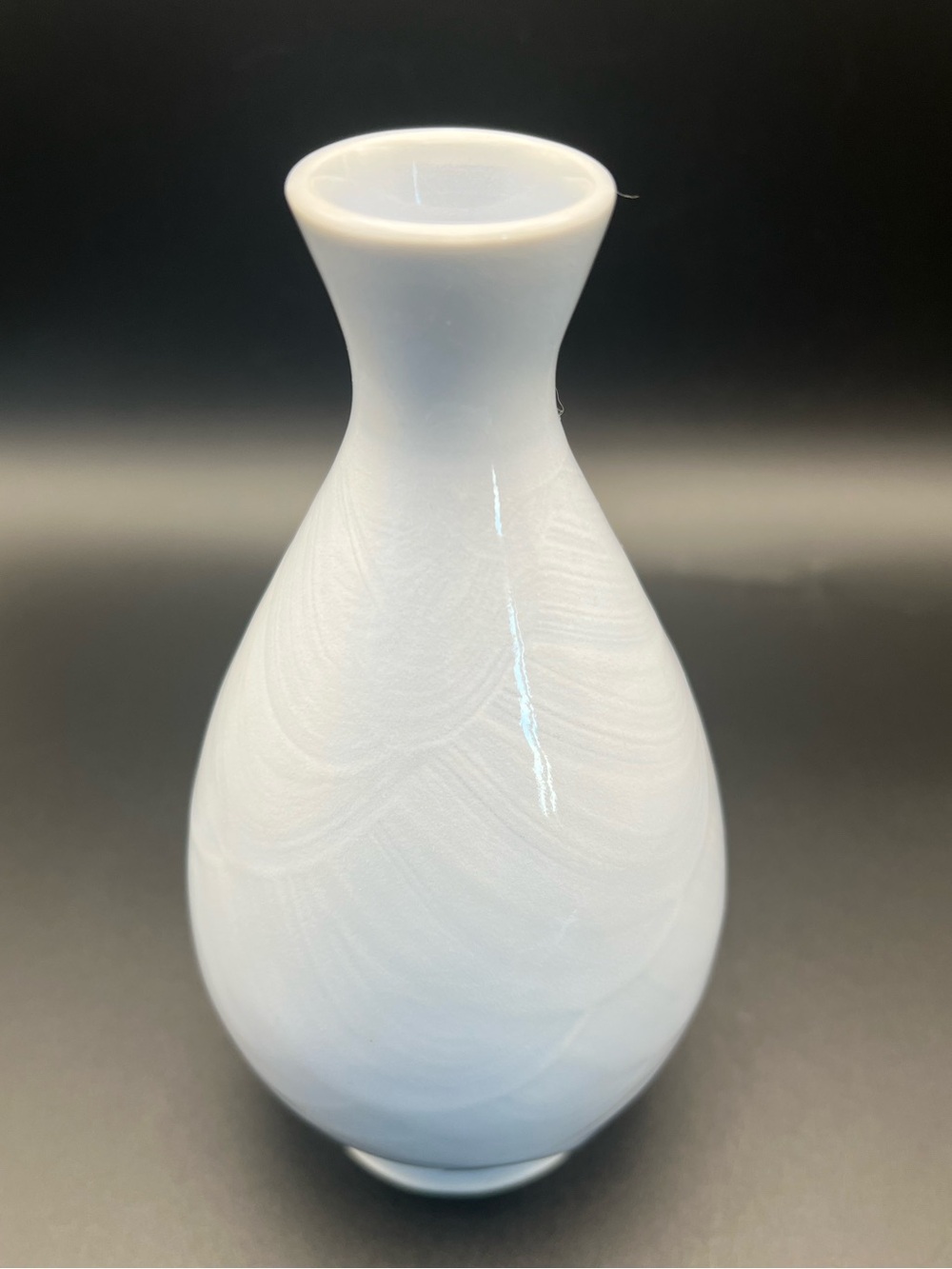🇯🇵 VTG Signed Japanese Studio Pottery Ice Blue Hakeme Porcelain Sake Bottle Vase
